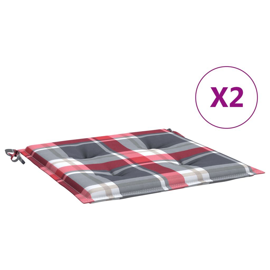 vidaXL Μαξιλάρια Καρέκλας 2 τεμ Κόκκινο Καρό 50x50x3 εκ. Ύφασμα Oxford