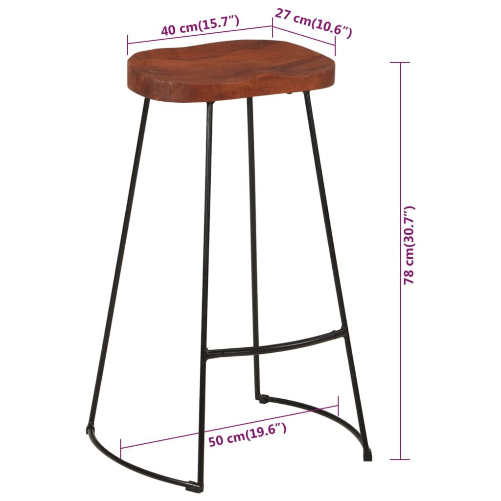 vidaXL Σκαμπό Μπαρ Gavin 2 τεμ. 50x40x78 εκ. από Μασίφ Ξύλο Μάνγκο
