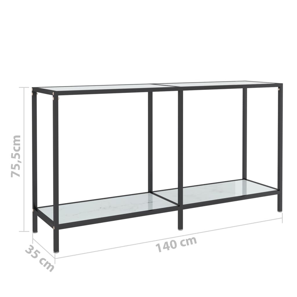vidaXL Τραπέζι Κονσόλα Λευκό 140 x 35 x 75,5 εκ. από Ψημένο Γυαλί