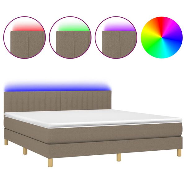 vidaXL &Kappa;&rho;&epsilon;&beta;ά&tau;&iota; Boxspring &mu;&epsilon; &Sigma;&tau;&rho;ώ&mu;&alpha; & LED Taupe 160x200 &epsilon;&kappa;. &Upsilon;&phi;&alpha;&sigma;&mu;ά&tau;&iota;&nu;&omicron;