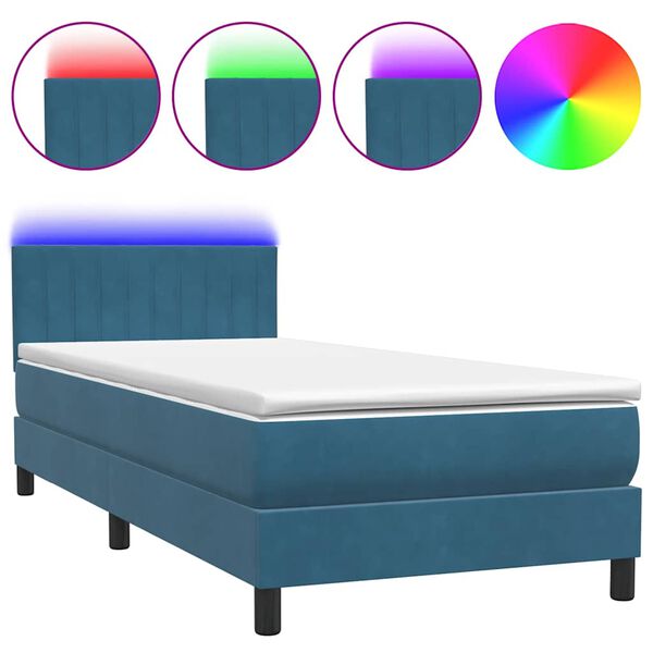 vidaXL &Kappa;&rho;&epsilon;&beta;ά&tau;&iota; Boxspring &mu;&epsilon; &Sigma;&tau;&rho;ώ&mu;&alpha; & LED &Sigma;&kappa;&omicron;ύ&rho;&omicron; &Mu;&pi;&lambda;&epsilon; 90x220 &epsilon;&kappa;. &Beta;&epsilon;&lambda;&omicron;ύ&delta;&iota;&nu;&omicron;