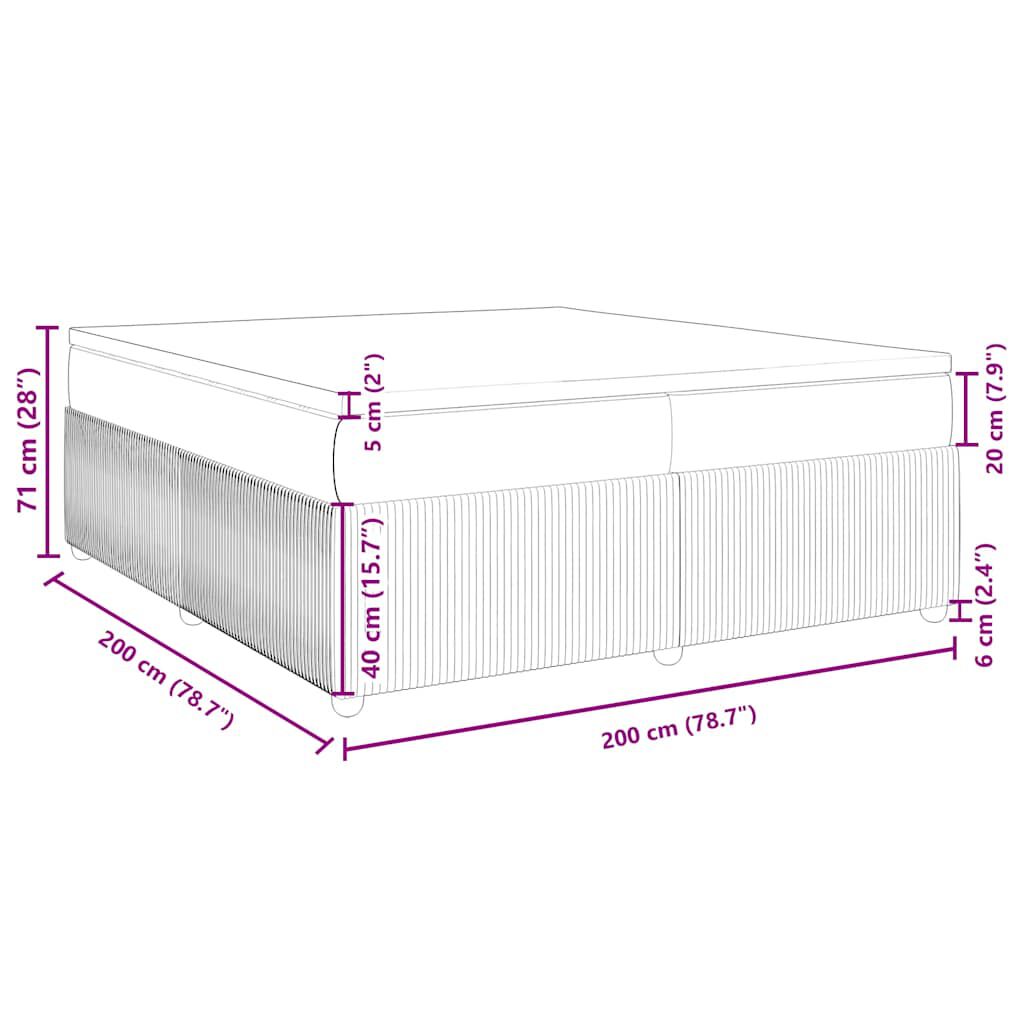 vidaXL Κρεβάτι Boxspring με Στρώμα Taupe 200x200 εκ. Υφασμάτινο