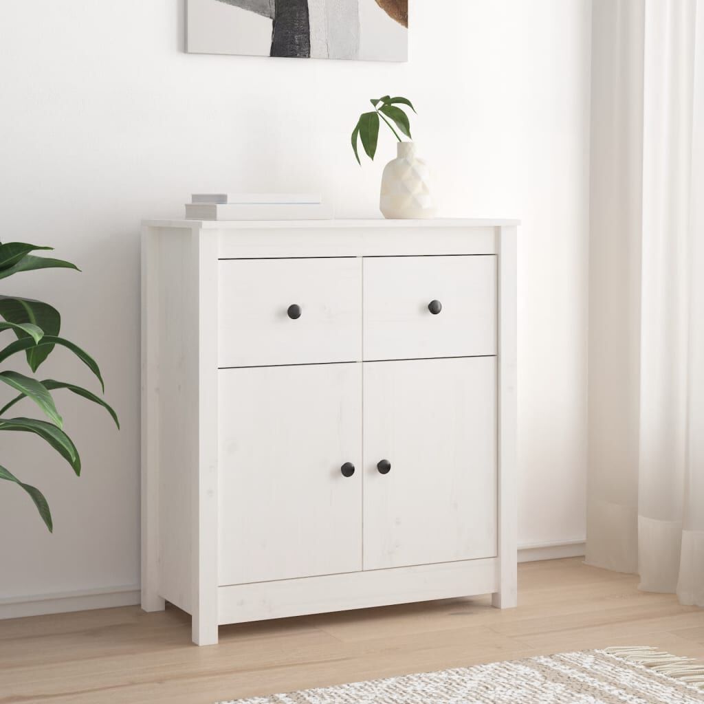vidaXL Συρταριέρα Λευκή 70 x 35 x 80 εκ. από Μασίφ Ξύλο Πεύκου