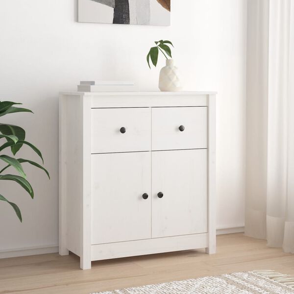 vidaXL Συρταριέρα Λευκή 70 x 35 x 80 εκ. από Μασίφ Ξύλο Πεύκου
