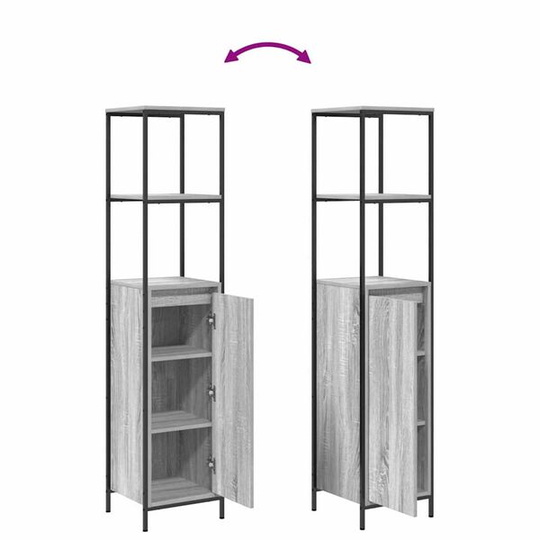 vidaXL Σετ Επίπλων Μπάνιου με ράφι 5 pcs Γκρι σονόμα και Μαύρο