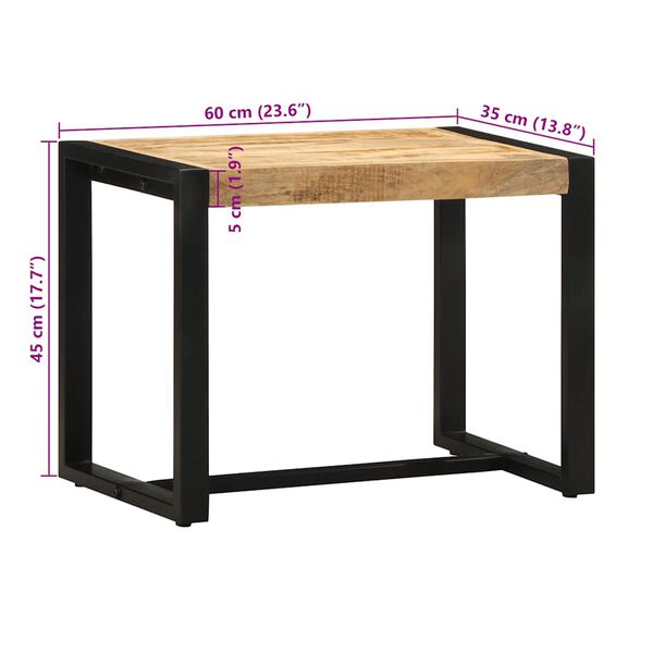 Πάγκος vidaXL 60x35x45 cm Στερεό ακατέργαστο ξύλο Mango