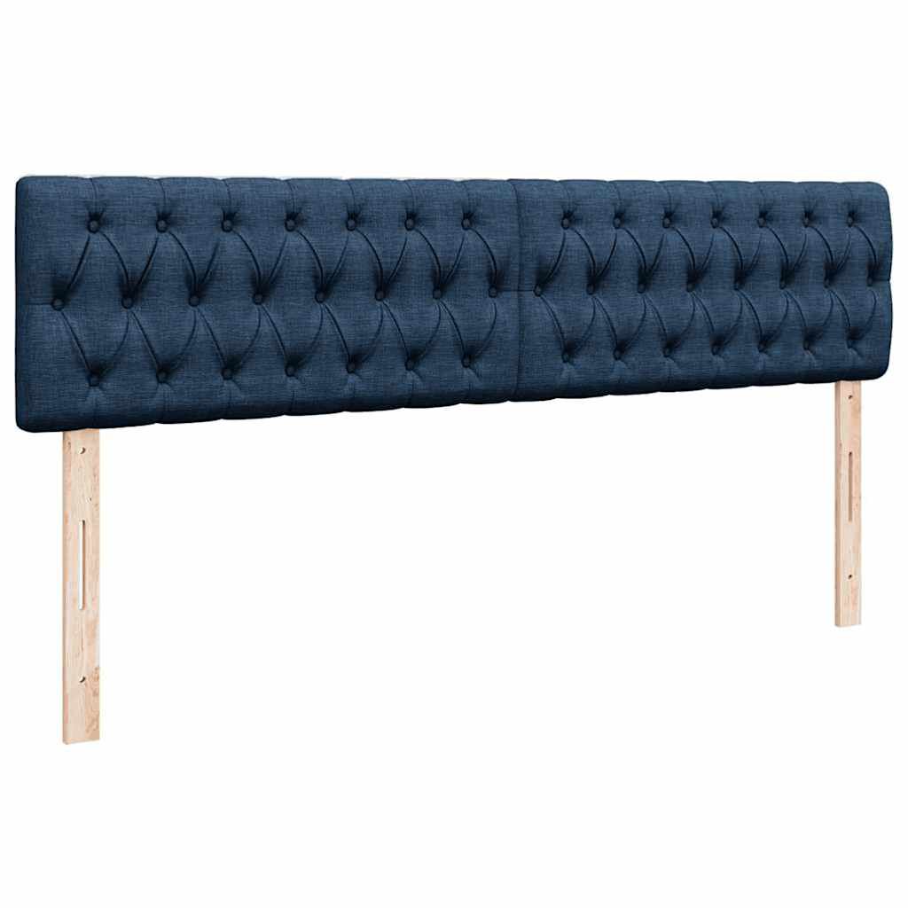 vidaXL Οθωμανικό κρεβάτι με στρώματα & LEDs Μπλε 180x200cm ύφασμα