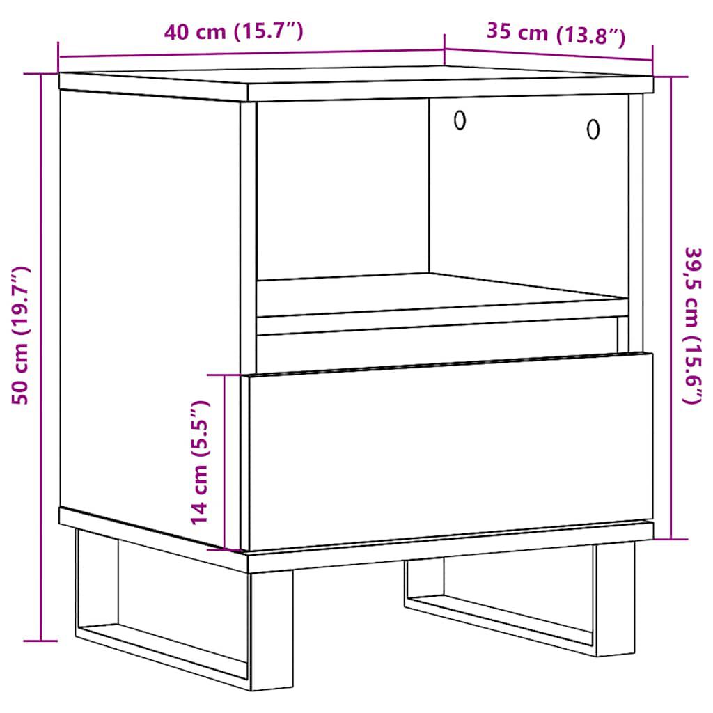vidaXL Κομοδίνα 2 τεμάχια Παλιό ξύλο 40x35x50 cm Κατασκευασμένο ξύλο