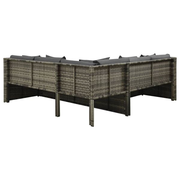 vidaXL Σαλόνι Κήπου 4 Τεμαχίων Γκρι Συνθετικό Ρατάν με Μαξιλάρια