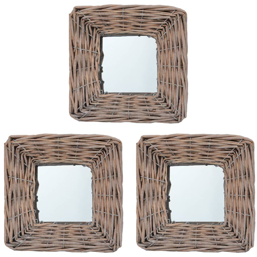 vidaXL Καθρέφτες 3 τεμ. 15 x 15 εκ. από Wicker