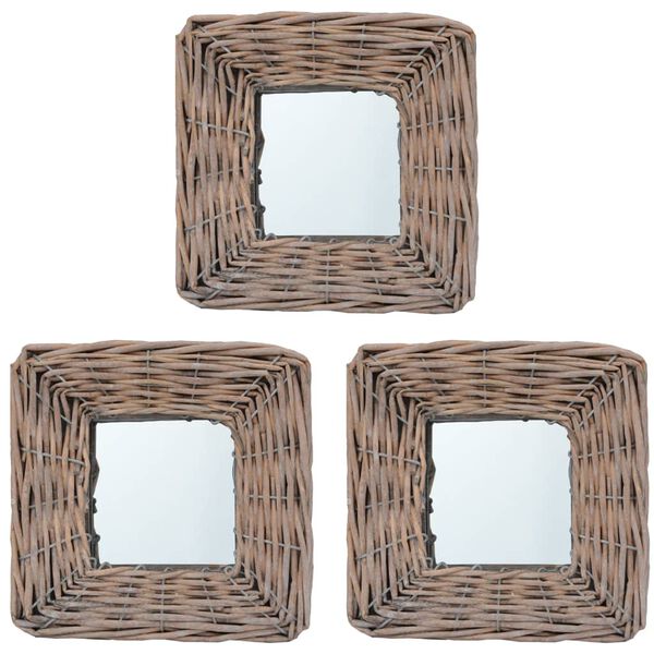 vidaXL Καθρέφτες 3 τεμ. 15 x 15 εκ. από Wicker