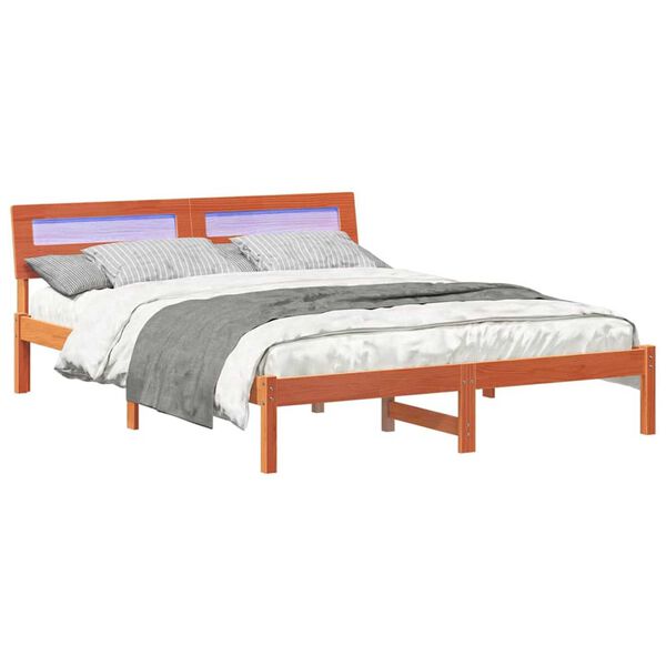 vidaXL Σκελετός Κρεβατιού Καφέ κεριού 160 x 200 cm Μασίφ ξύλο πεύκου