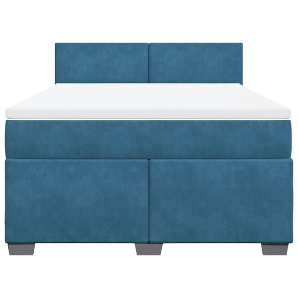 vidaXL Κρεβάτι Boxspring με Στρώμα Μπλε 160x200 εκ. Βελούδινο