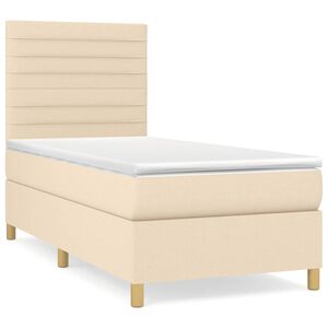vidaXL &Kappa;&rho;&epsilon;&beta;ά&tau;&iota; Boxspring &mu;&epsilon; &Sigma;&tau;&rho;ώ&mu;&alpha; &Kappa;&rho;&epsilon;&mu; 90x190 &epsilon;&kappa;.&Upsilon;&phi;&alpha;&sigma;&mu;ά&tau;&iota;&nu;&omicron;