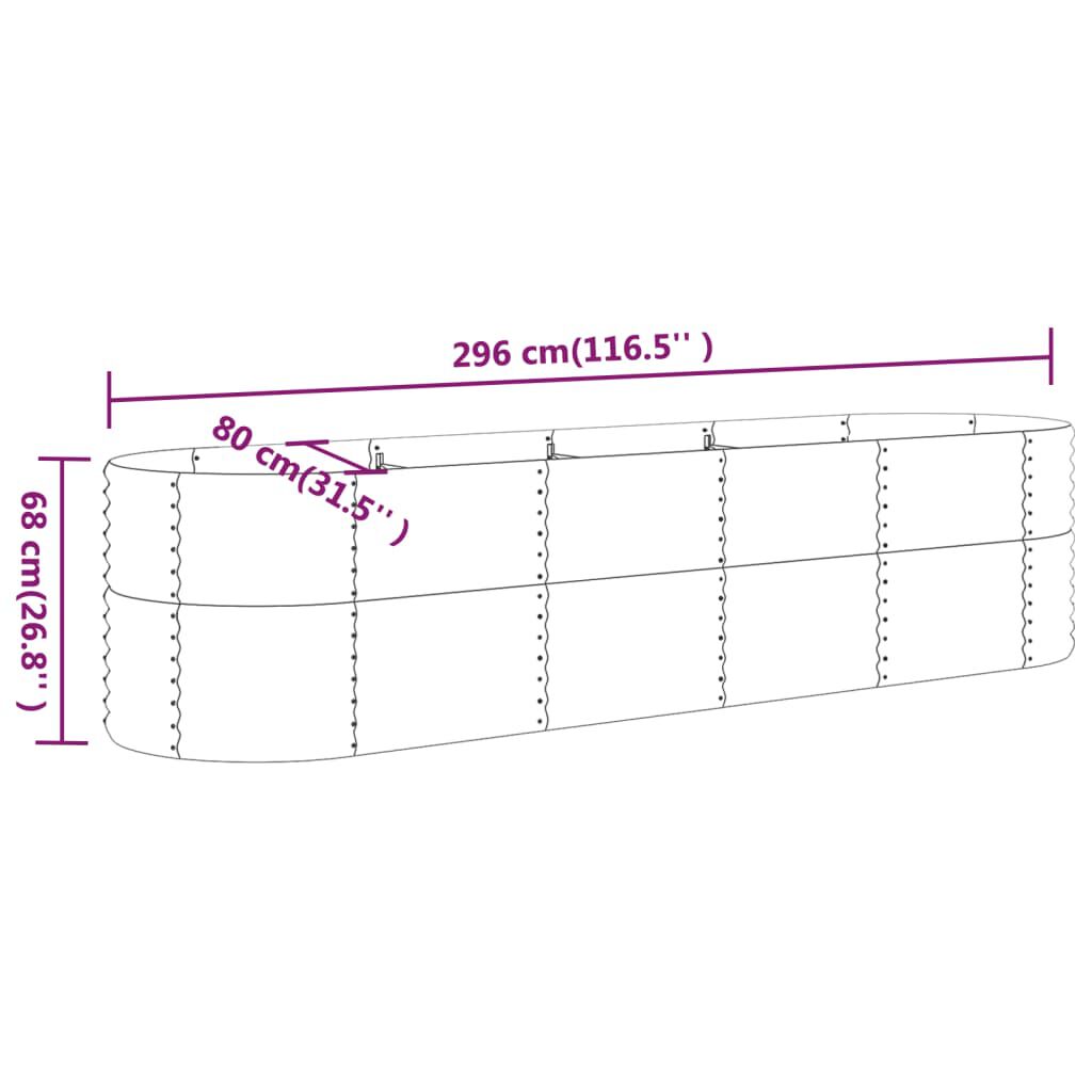 vidaXL Ζαρντινιέρα Ασημί 296x80x68 εκ. Ατσάλι με Ηλεκτρ. Βαφή Πούδρας