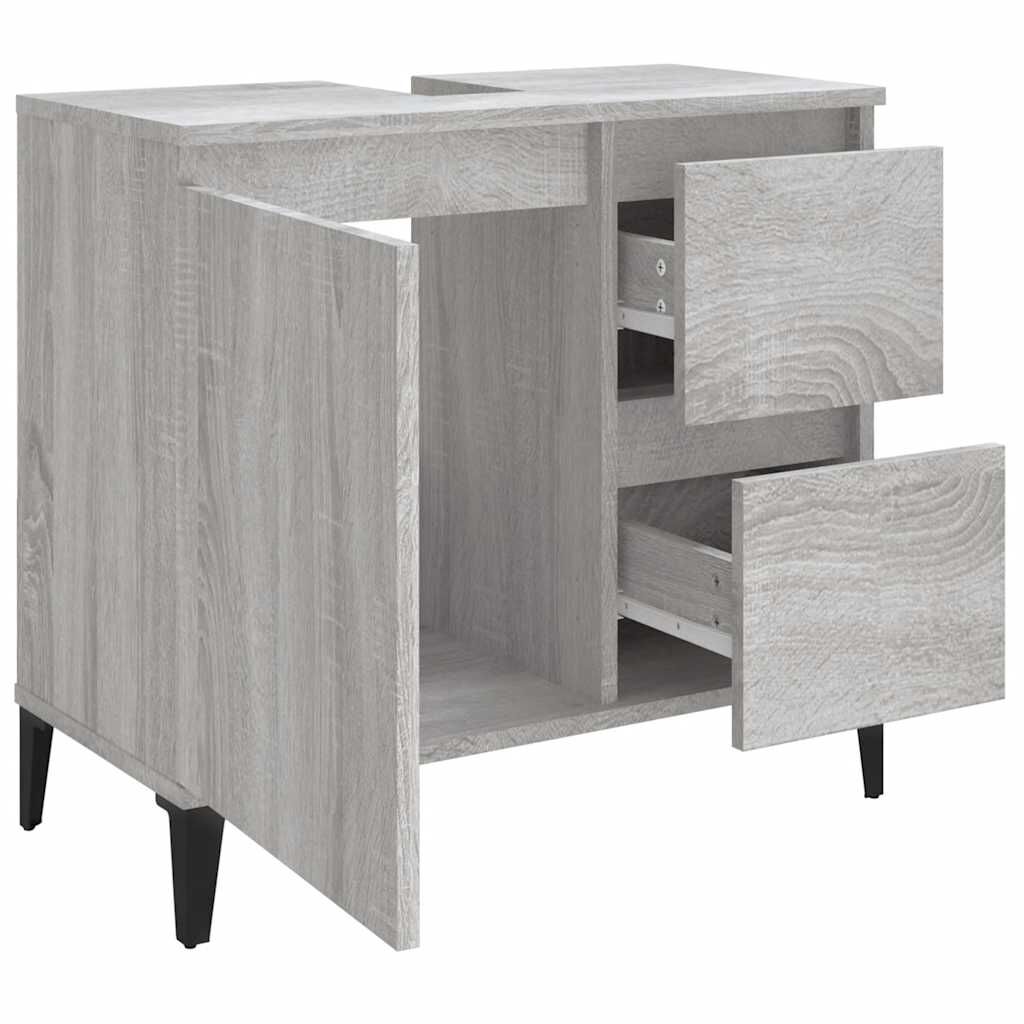 vidaXL Ντουλάπι Μπάνιου Γκρι Sonoma 65x33x60 εκ. Επεξεργασμένο Ξύλο