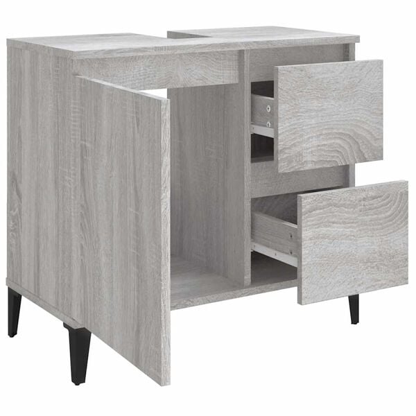 vidaXL Ντουλάπι Μπάνιου Γκρι Sonoma 65x33x60 εκ. Επεξεργασμένο Ξύλο
