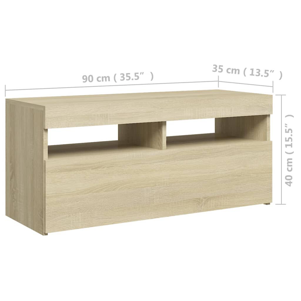vidaXL Έπιπλο Τηλεόρασης με LED Sonoma Δρυς 90x35x40 εκ.