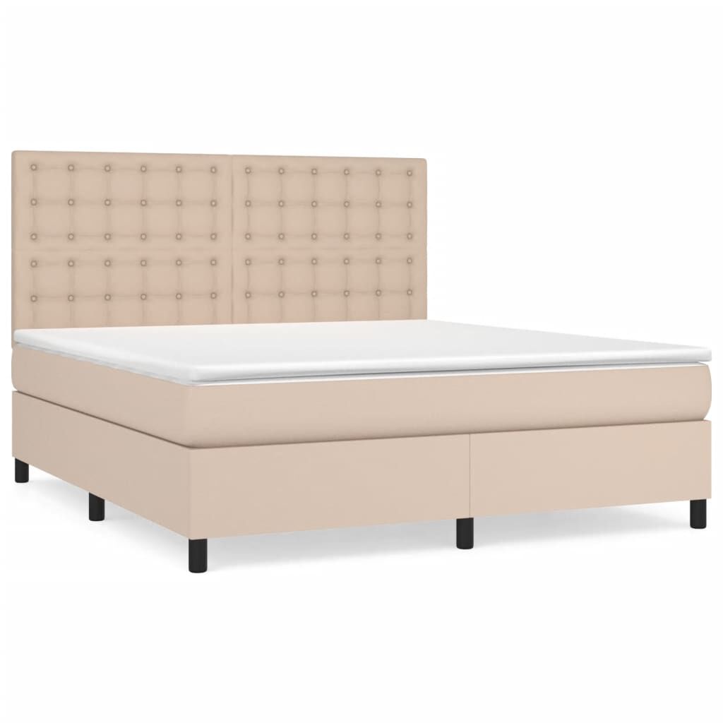 vidaXL Κρεβάτι Boxspring με Στρώμα Καπουτσίνο 180x200 εκ. Συνθ. Δέρμα