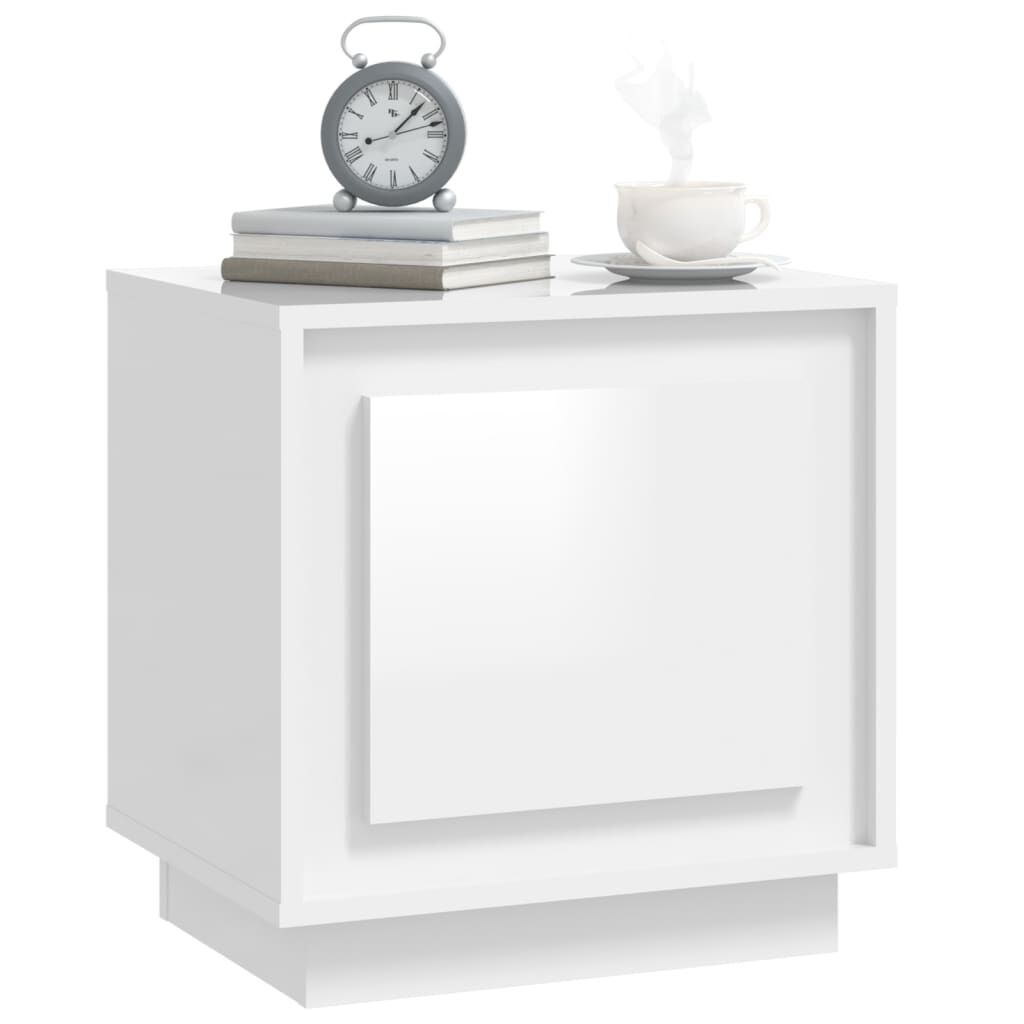 vidaXL Κομοδίνο Γυαλιστερό Λευκό 44 x 35 x 45 εκ. Επεξεργασμένο Ξύλο