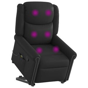 vidaXL Μόνιμη πολυθρόνα μασάζ Shiny Black Faux Leather
