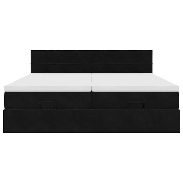 vidaXL Οθωμανικό κρεβάτι με στρώματα Μαύρο 200x200cm Velvet