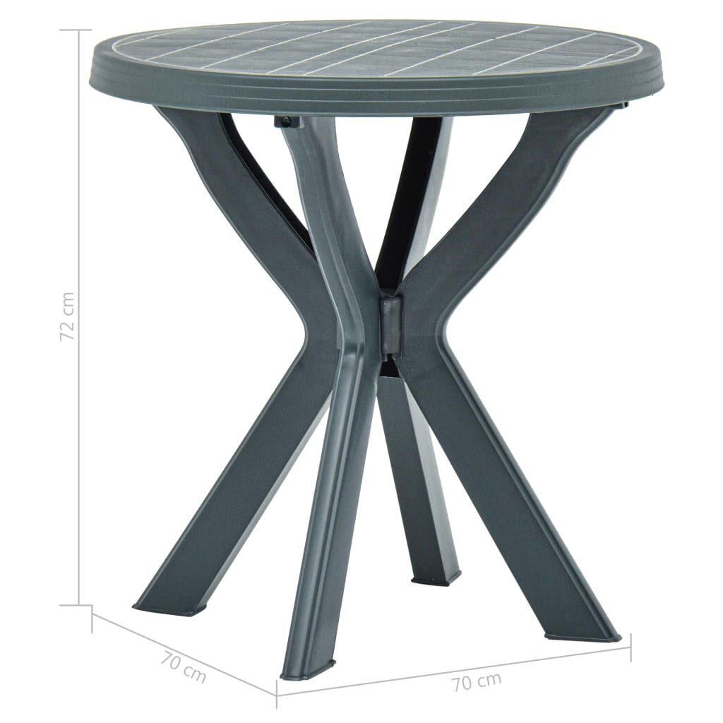 vidaXL Τραπέζι Bistro Πράσινο Ø70 εκ. Πλαστικό