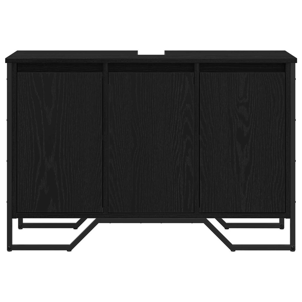 vidaXL Ντουλάπι Νιπτήρα Μαύρη Δρυς 91x35x60 cm Επεξεργασμένο Ξύλο