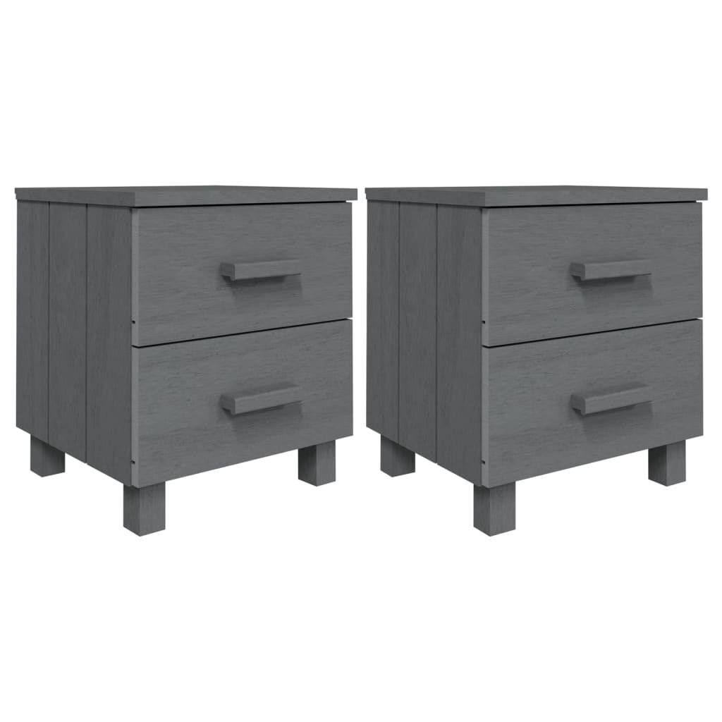 vidaXL Κομοδίνο HAMAR 2 Τεμ. Σκ. Γκρι 40x35x44,5εκ. Μασίφ Ξύλο Πεύκου