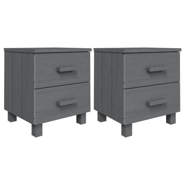 vidaXL Κομοδίνο HAMAR 2 Τεμ. Σκ. Γκρι 40x35x44,5εκ. Μασίφ Ξύλο Πεύκου