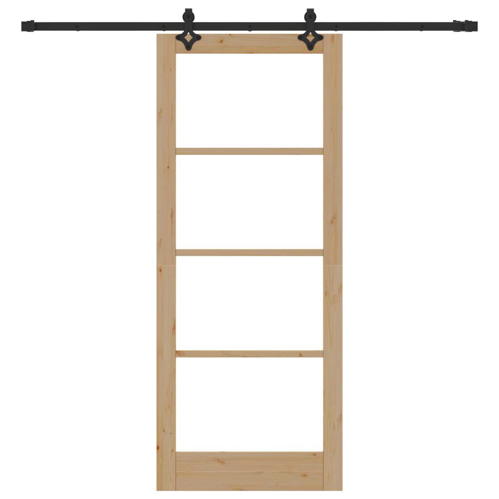 vidaXL Συρόμενη Πόρτα Καφέ 86 x 211 cm Ξύλο και μέταλλο
