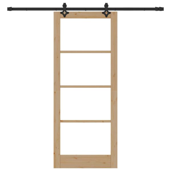 vidaXL Συρόμενη Πόρτα Καφέ 86 x 211 cm Ξύλο και μέταλλο