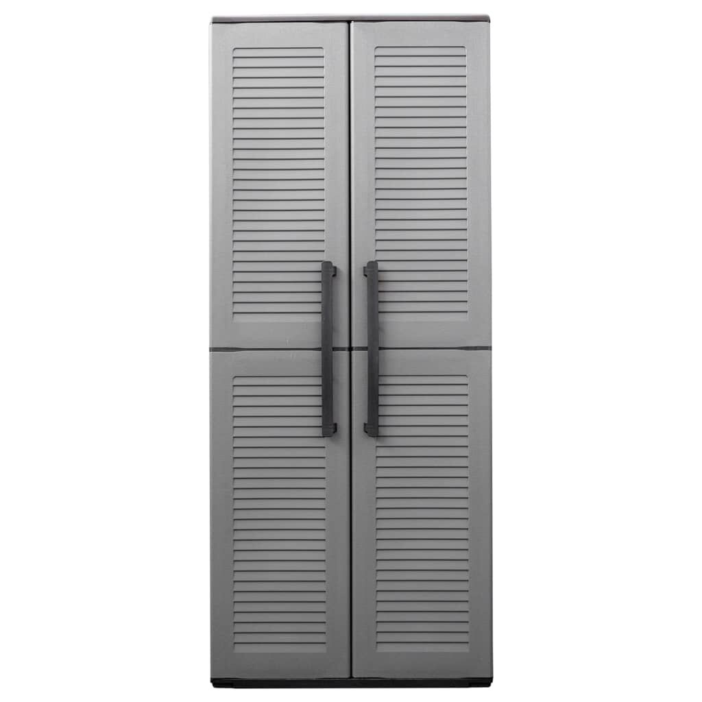vidaXL Ντουλάπι Αποθήκ. Κήπου Γκρι/Μαύρο 68x37x163 εκ. Πολυπροπυλένιο