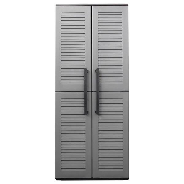 vidaXL Ντουλάπι Αποθήκ. Κήπου Γκρι/Μαύρο 68x37x163 εκ. Πολυπροπυλένιο