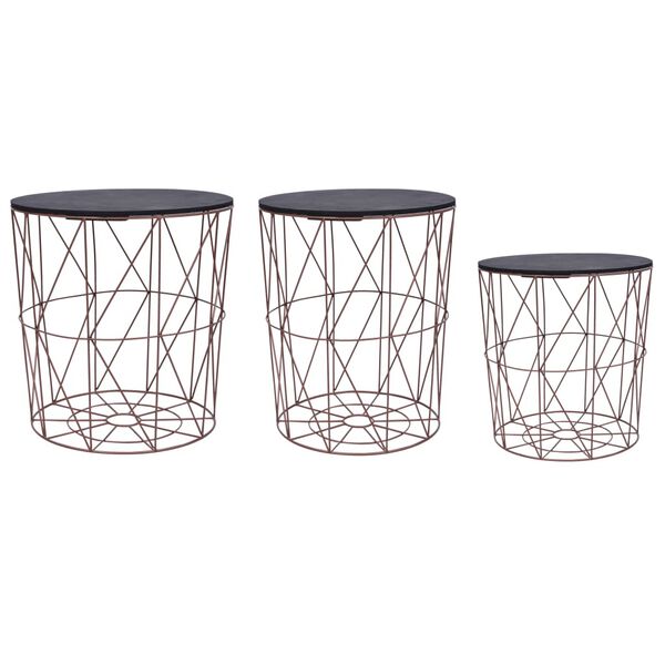 vidaXL Τραπεζάκια Σαλονιού 3 τεμ. Χάλκινο Χρώμα