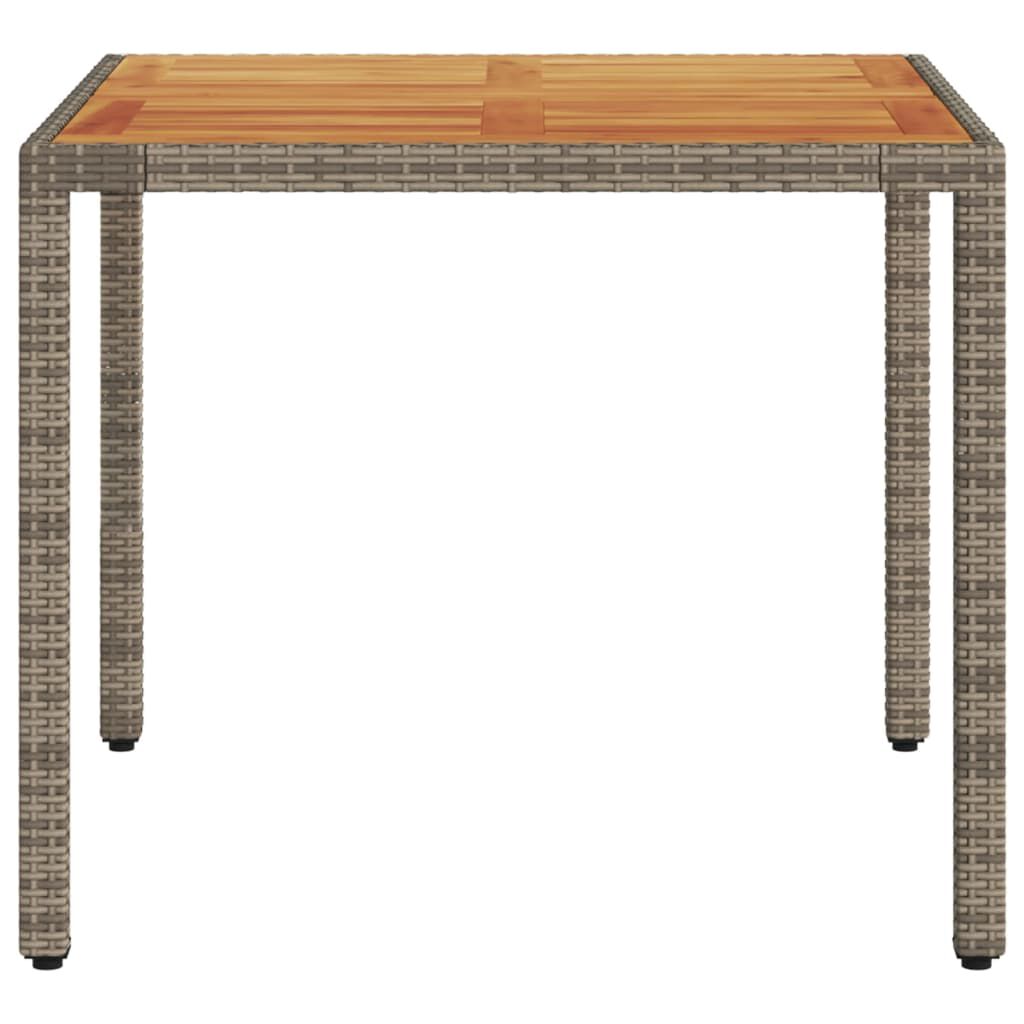 vidaXL Τραπέζι Κήπου Επιφάνεια Ακακίας Γκρι 90x90x75 εκ. Συνθ. Ρατάν