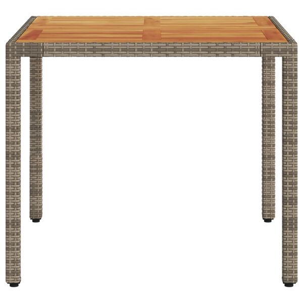 vidaXL Τραπέζι Κήπου Επιφάνεια Ακακίας Γκρι 90x90x75 εκ. Συνθ. Ρατάν