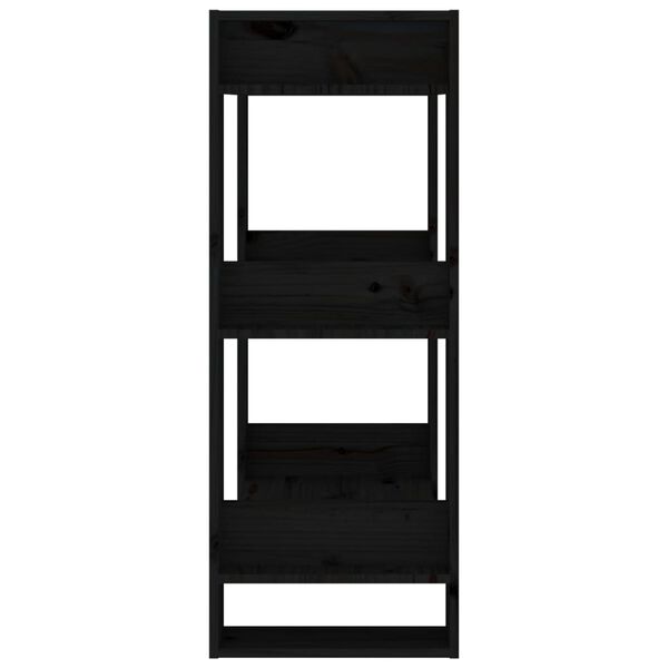 vidaXL Βιβλιοθήκη/Διαχωριστικό Χώρου Μαύρο 60x35x91 εκ. Μασίφ Πεύκο