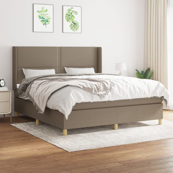 vidaXL &Kappa;&rho;&epsilon;&beta;ά&tau;&iota; Boxspring &mu;&epsilon; &Sigma;&tau;&rho;ώ&mu;&alpha; Taupe 180x200 &epsilon;&kappa;. &Upsilon;&phi;&alpha;&sigma;&mu;ά&tau;&iota;&nu;&omicron;