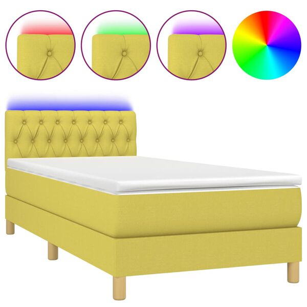 vidaXL &Kappa;&rho;&epsilon;&beta;ά&tau;&iota; Boxspring &mu;&epsilon; &Sigma;&tau;&rho;ώ&mu;&alpha; & LED &Pi;&rho;ά&sigma;&iota;&nu;&omicron; 90x200 &epsilon;&kappa;. &Upsilon;&phi;&alpha;&sigma;&mu;ά&tau;&iota;&nu;&omicron;