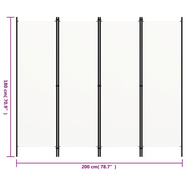 vidaXL Διαχωριστικό Δωματίου με 4 Πάνελ Λευκό 200 x 180 εκ.