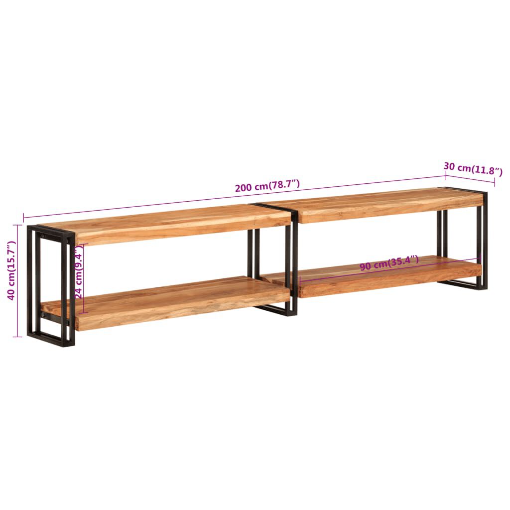 vidaXL Έπιπλο Τηλεόρασης 200 x 30 x 40 εκ. από Μασίφ Ξύλο Ακακίας
