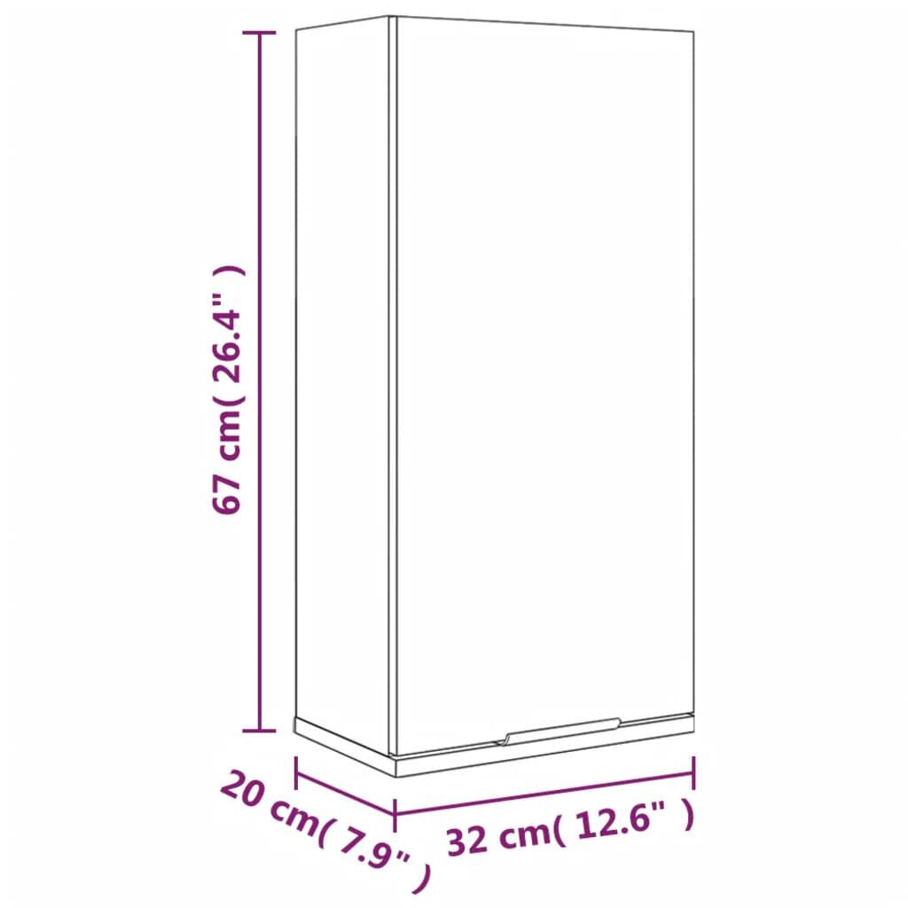 vidaXL Ντουλάπι Μπάνιου Επιτοίχιο Μαύρο 32 x 20 x 67 εκ.