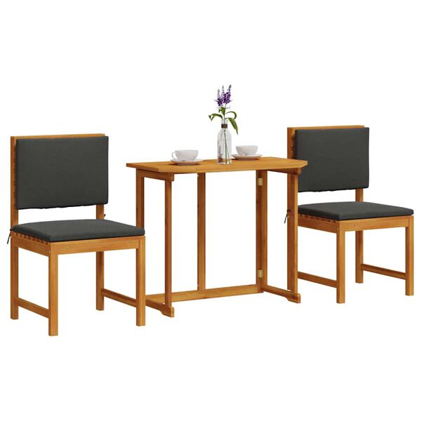 vidaXL Σετ Μπιστρό Κήπου 3 pcs Καφέ Μασίφ ξύλο ακακίας