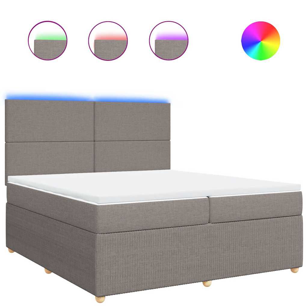vidaXL Κρεβάτι Boxspring με Στρώμα Taupe 200x200 εκ. Υφασμάτινο