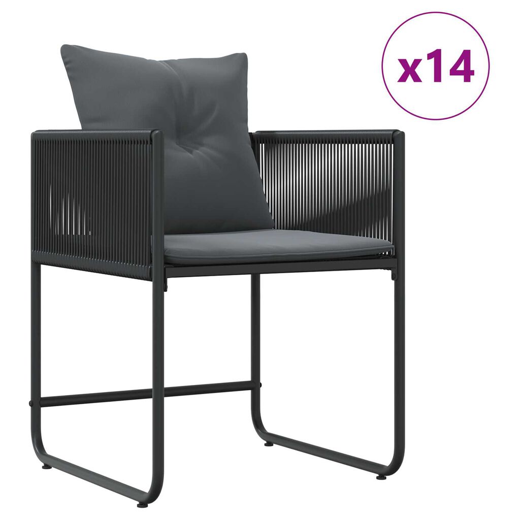 vidaXL Σέτ φαγητού για κήπο 15 pcs Μαύρο Ατσάλι