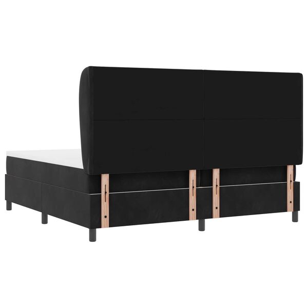 vidaXL Κρεβάτι με ελατήρια με στρώμα Μαύρο 200 x 200 cm Βελούδο