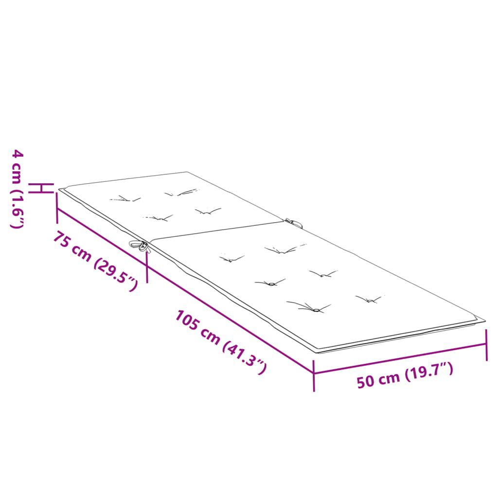 vidaXL Μαξιλάρι Ξαπλώστρας Ανθρακί (75+105) x 50 x 4 εκ.