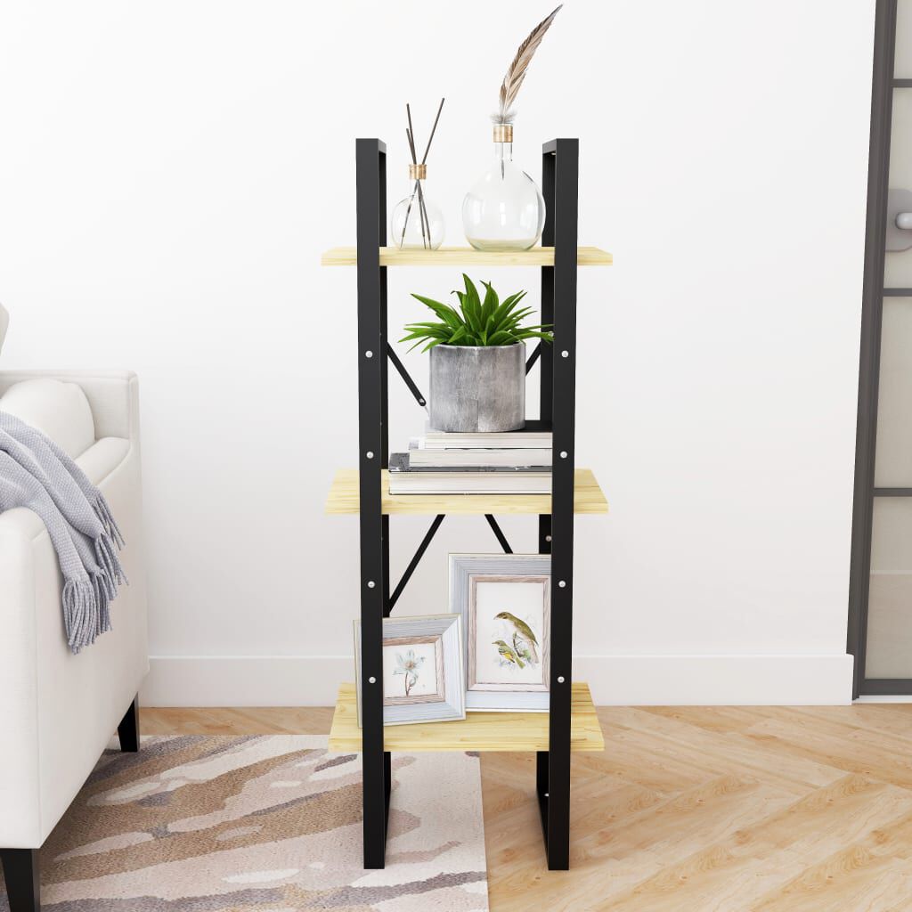 vidaXL Βιβλιοθήκη με 3 Ράφια 40 x 30 x 105 εκ. από Μασίφ Ξύλο Πεύκου