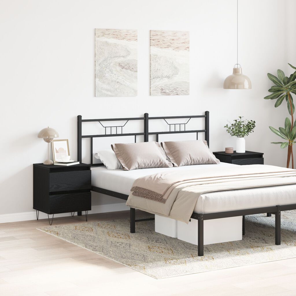 vidaXL Κομοδίνα 2 τεμάχια Μαύρη Δρυς 40x35x50 εκ Επεξεργασμένο Ξύλο